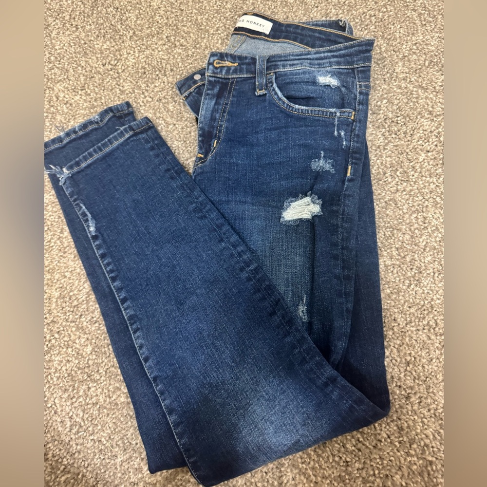 Flying Monkey Dark Blue Distressed Skinny Jeans